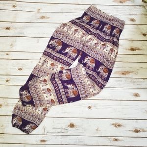 Elephant Harem Pants, side pocket, elastic waistband and ankles,  Sz S